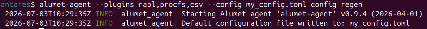 Alumet config regen